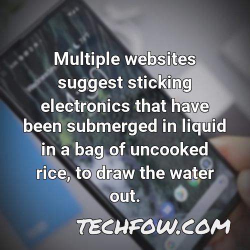 multiple websites suggest sticking electronics that have been submerged in liquid in a bag of uncooked rice to draw the water out