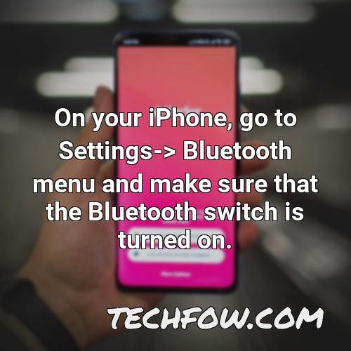 on your iphone go to settings bluetooth menu and make sure that the bluetooth switch is turned on
