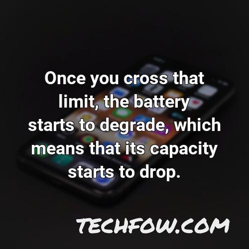 once you cross that limit the battery starts to degrade which means that its capacity starts to drop 1