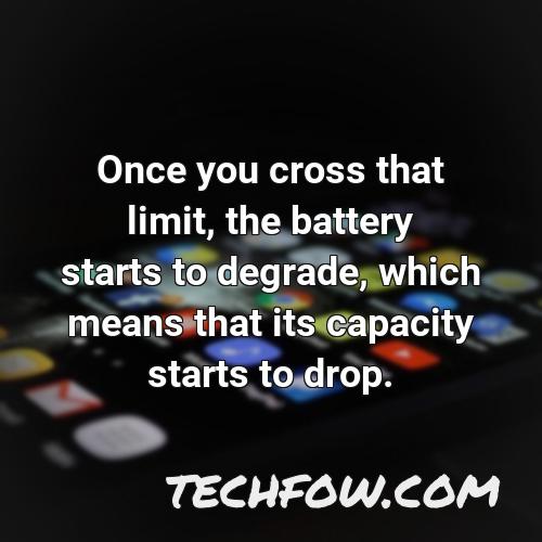 once you cross that limit the battery starts to degrade which means that its capacity starts to drop