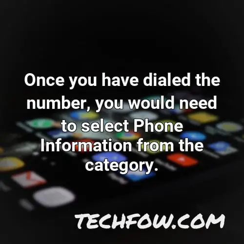 once you have dialed the number you would need to select phone information from the category