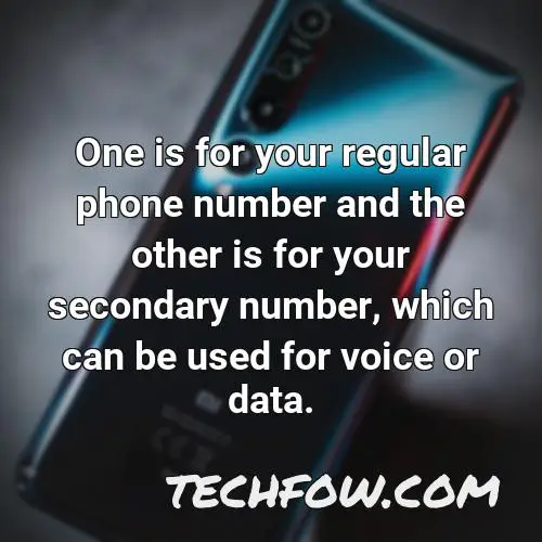 one is for your regular phone number and the other is for your secondary number which can be used for voice or data