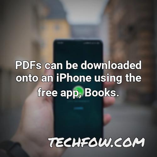 pdfs can be downloaded onto an iphone using the free app books