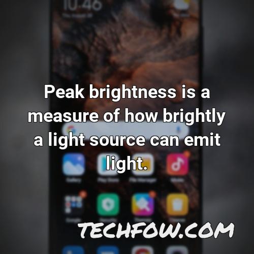 peak brightness is a measure of how brightly a light source can emit light