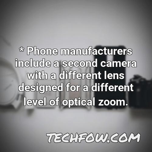 phone manufacturers include a second camera with a different lens designed for a different level of optical zoom