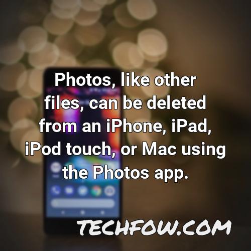 photos like other files can be deleted from an iphone ipad ipod touch or mac using the photos app