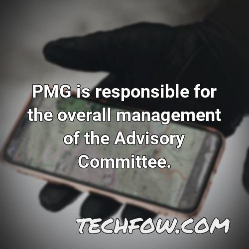 pmg is responsible for the overall management of the advisory committee