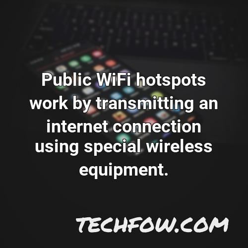 public wifi hotspots work by transmitting an internet connection using special wireless equipment