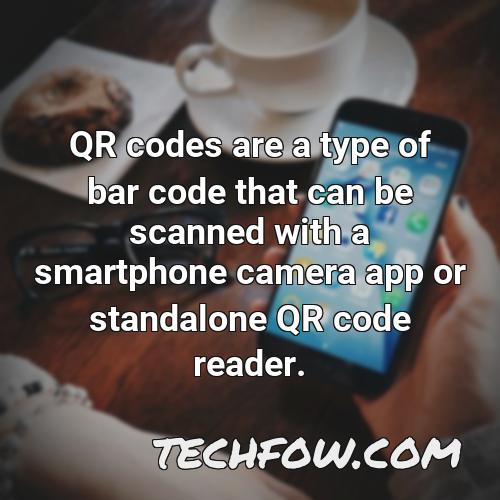 qr codes are a type of bar code that can be scanned with a smartphone camera app or standalone qr code reader