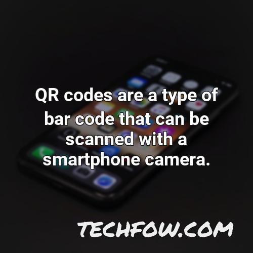 qr codes are a type of bar code that can be scanned with a smartphone camera