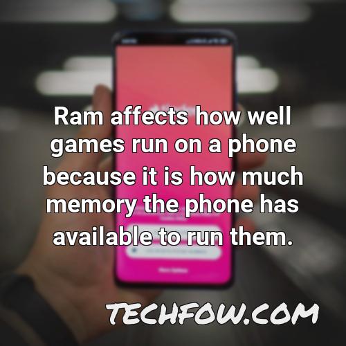 ram affects how well games run on a phone because it is how much memory the phone has available to run them