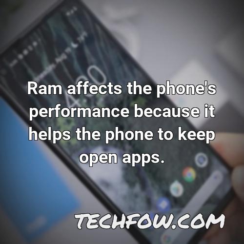 ram affects the phone s performance because it helps the phone to keep open apps