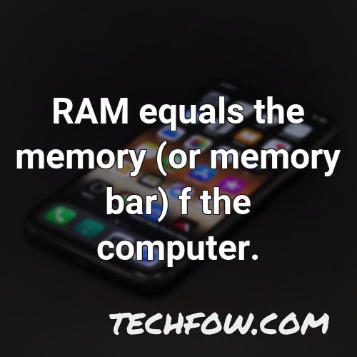 ram equals the memory or memory bar f the computer