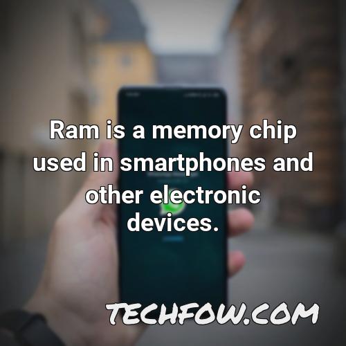 ram is a memory chip used in smartphones and other electronic devices