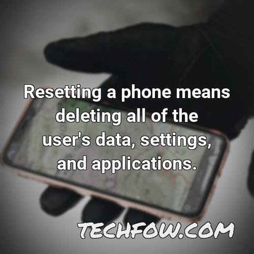resetting a phone means deleting all of the user s data settings and applications