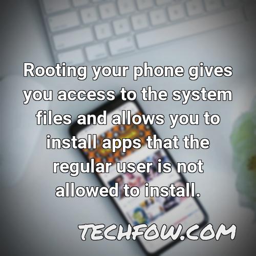 rooting your phone gives you access to the system files and allows you to install apps that the regular user is not allowed to install