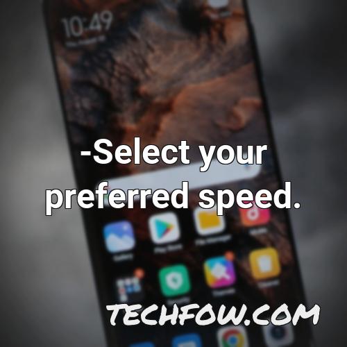 select your preferred speed