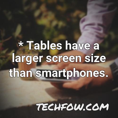 tables have a larger screen size than smartphones