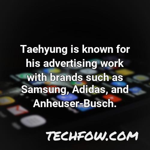 taehyung is known for his advertising work with brands such as samsung adidas and anheuser busch