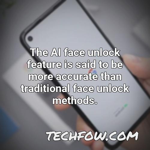 the ai face unlock feature is said to be more accurate than traditional face unlock methods