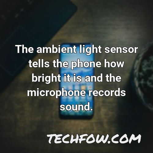 the ambient light sensor tells the phone how bright it is and the microphone records sound