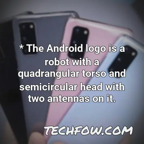 the android logo is a robot with a quadrangular torso and semicircular head with two antennas on it