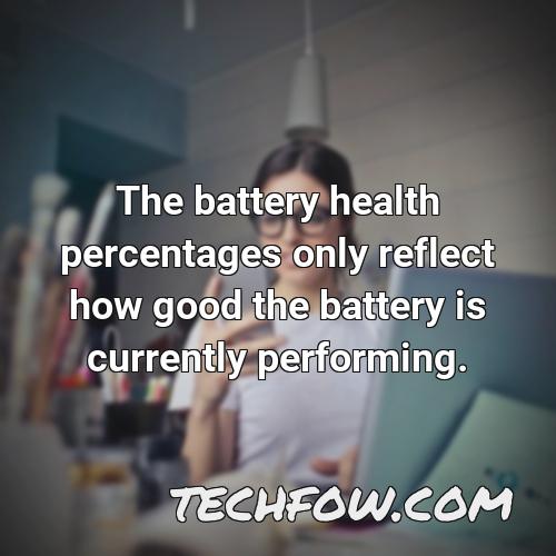 the battery health percentages only reflect how good the battery is currently performing