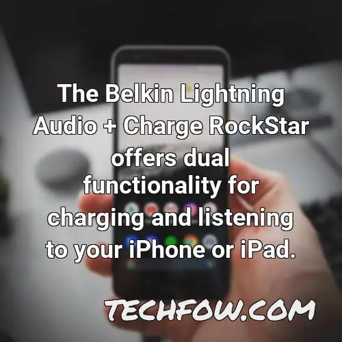 the belkin lightning audio charge rockstar offers dual functionality for charging and listening to your iphone or ipad 1