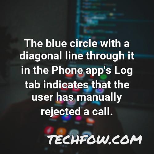 the blue circle with a diagonal line through it in the phone app s log tab indicates that the user has manually rejected a call