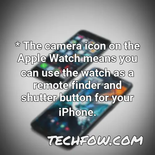 the camera icon on the apple watch means you can use the watch as a remote finder and shutter button for your iphone