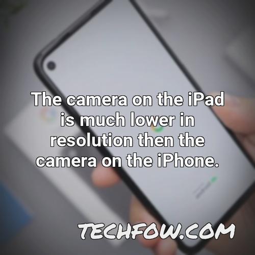 the camera on the ipad is much lower in resolution then the camera on the iphone