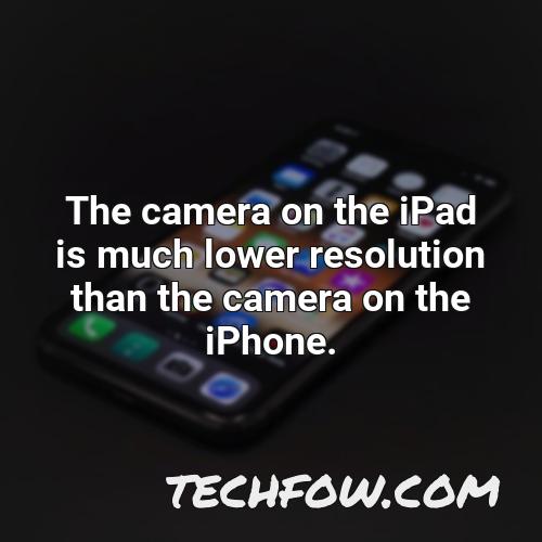 the camera on the ipad is much lower resolution than the camera on the iphone
