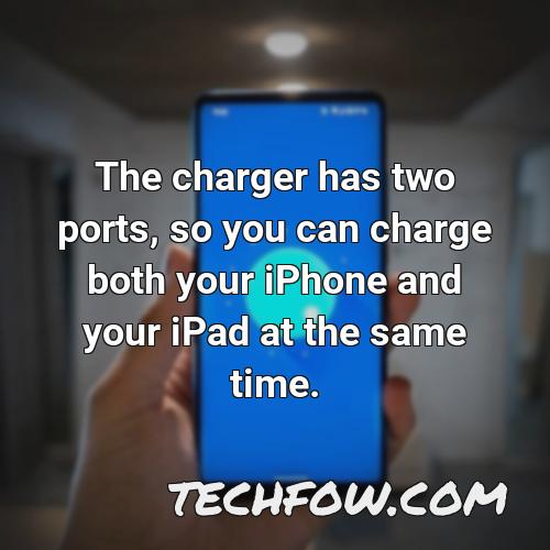 the charger has two ports so you can charge both your iphone and your ipad at the same time