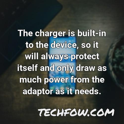 the charger is built in to the device so it will always protect itself and only draw as much power from the adaptor as it needs