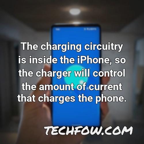 the charging circuitry is inside the iphone so the charger will control the amount of current that charges the phone