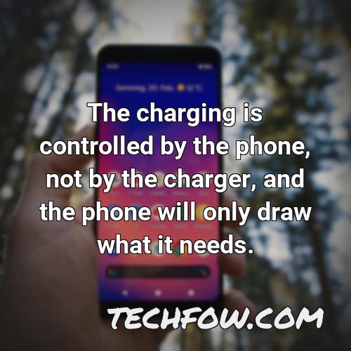 the charging is controlled by the phone not by the charger and the phone will only draw what it needs 2