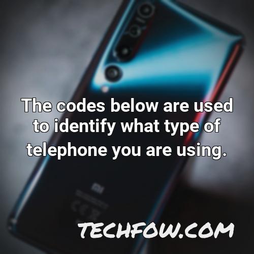 the codes below are used to identify what type of telephone you are using