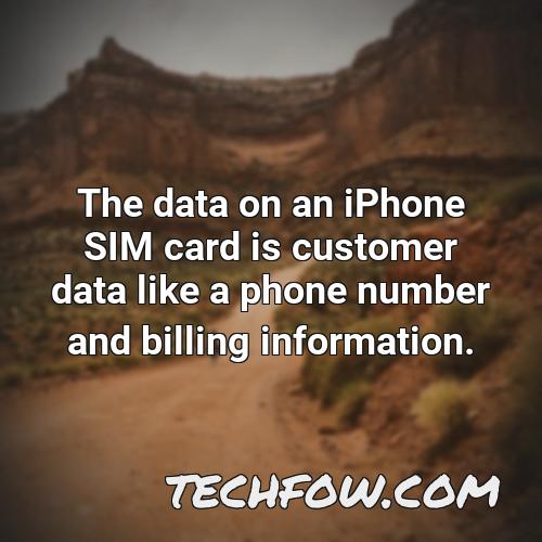 the data on an iphone sim card is customer data like a phone number and billing information