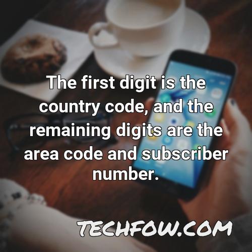 the first digit is the country code and the remaining digits are the area code and subscriber number