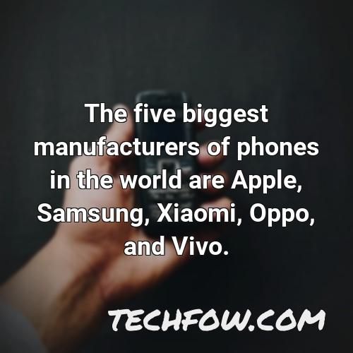 the five biggest manufacturers of phones in the world are apple samsung xiaomi oppo and vivo