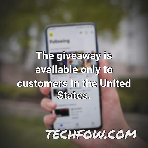the giveaway is available only to customers in the united states