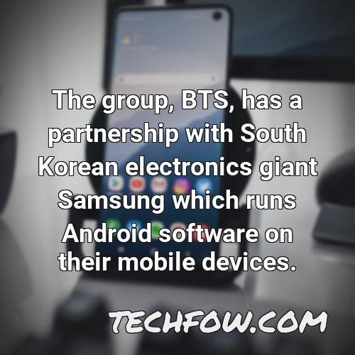 the group bts has a partnership with south korean electronics giant samsung which runs android software on their mobile devices