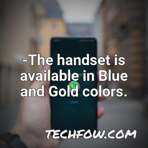 the handset is available in blue and gold colors