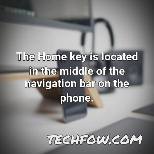 the home key is located in the middle of the navigation bar on the phone