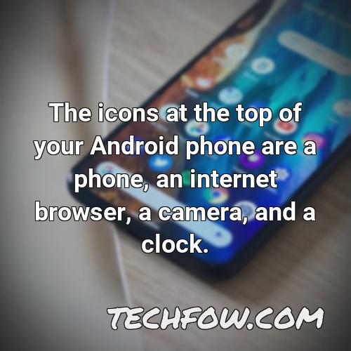 the icons at the top of your android phone are a phone an internet browser a camera and a clock