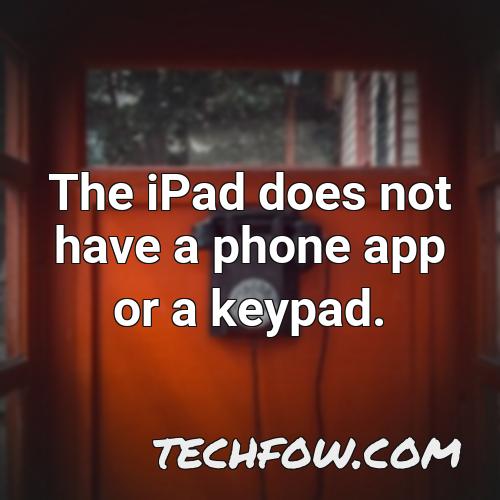 the ipad does not have a phone app or a keypad