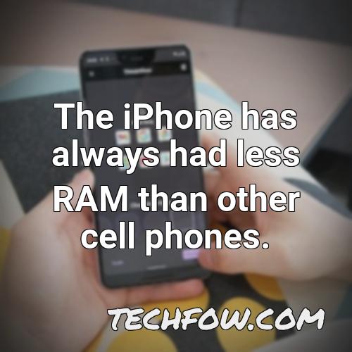 the iphone has always had less ram than other cell phones