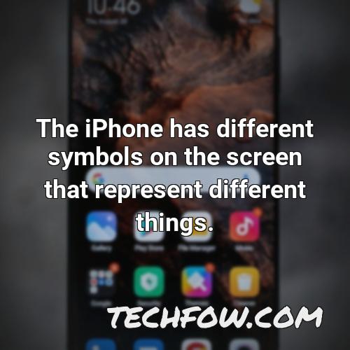the iphone has different symbols on the screen that represent different things