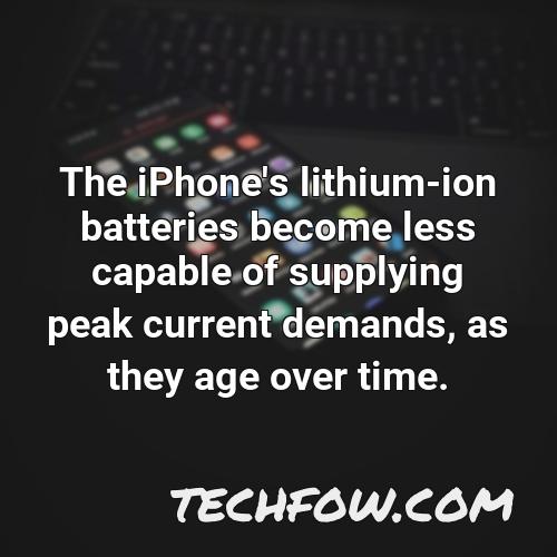 the iphone s lithium ion batteries become less capable of supplying peak current demands as they age over time 1