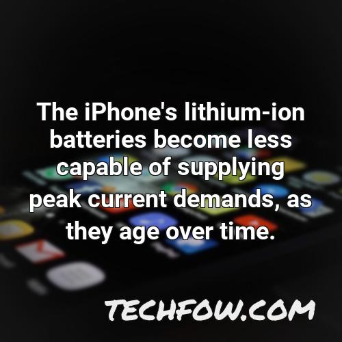 the iphone s lithium ion batteries become less capable of supplying peak current demands as they age over time